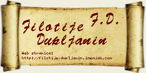 Filotije Dupljanin vizit kartica